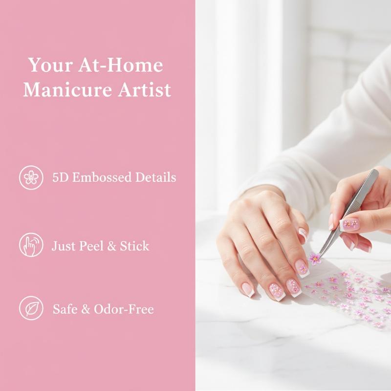 Nail Art Ombre Pink - 5D Relief Five Petal Nail Art