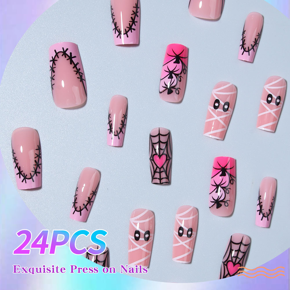 24 rectangular-shaped pressed  - Nail Art Y2K recension och pris