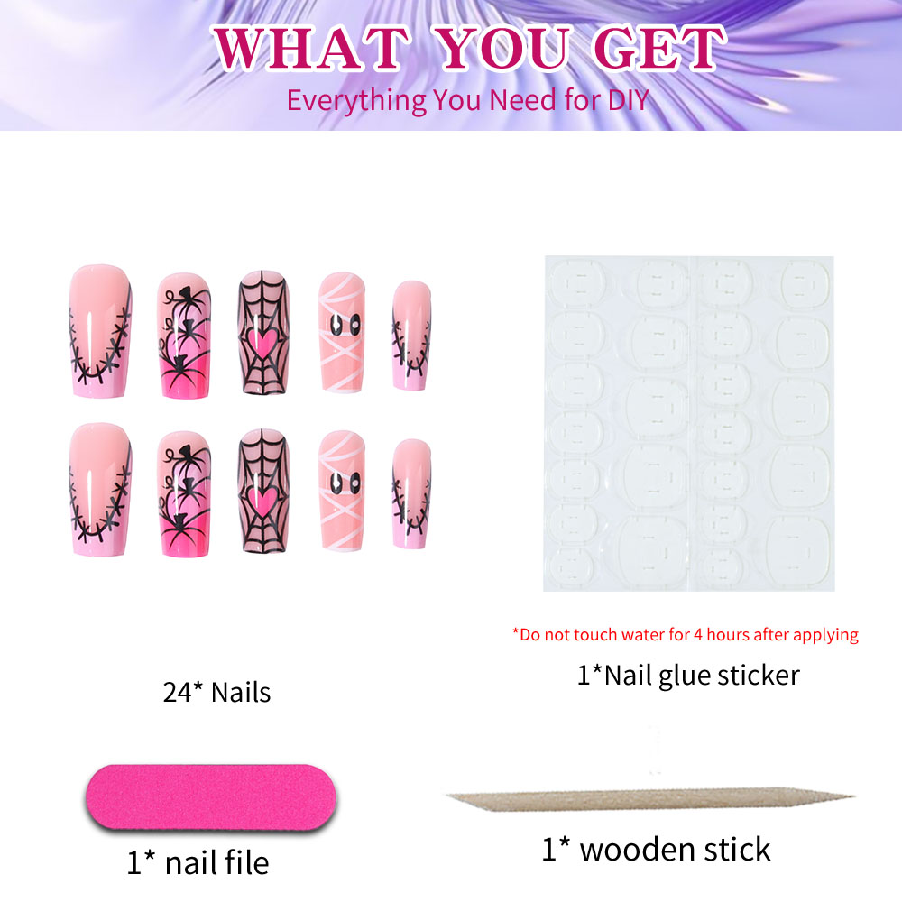 24 rectangular-shaped pressed  - Nail Art Y2K recension och pris