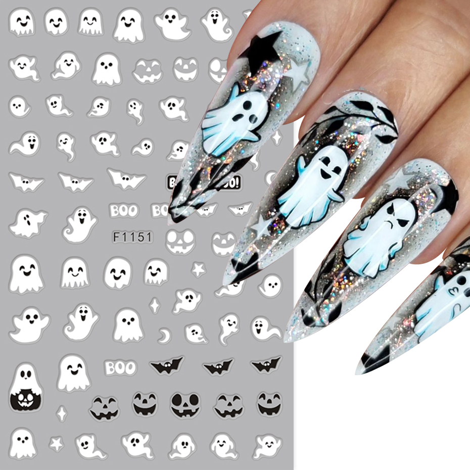 2pcs Luminous Halloween Spooky - Nail Art Full Design recension och pris