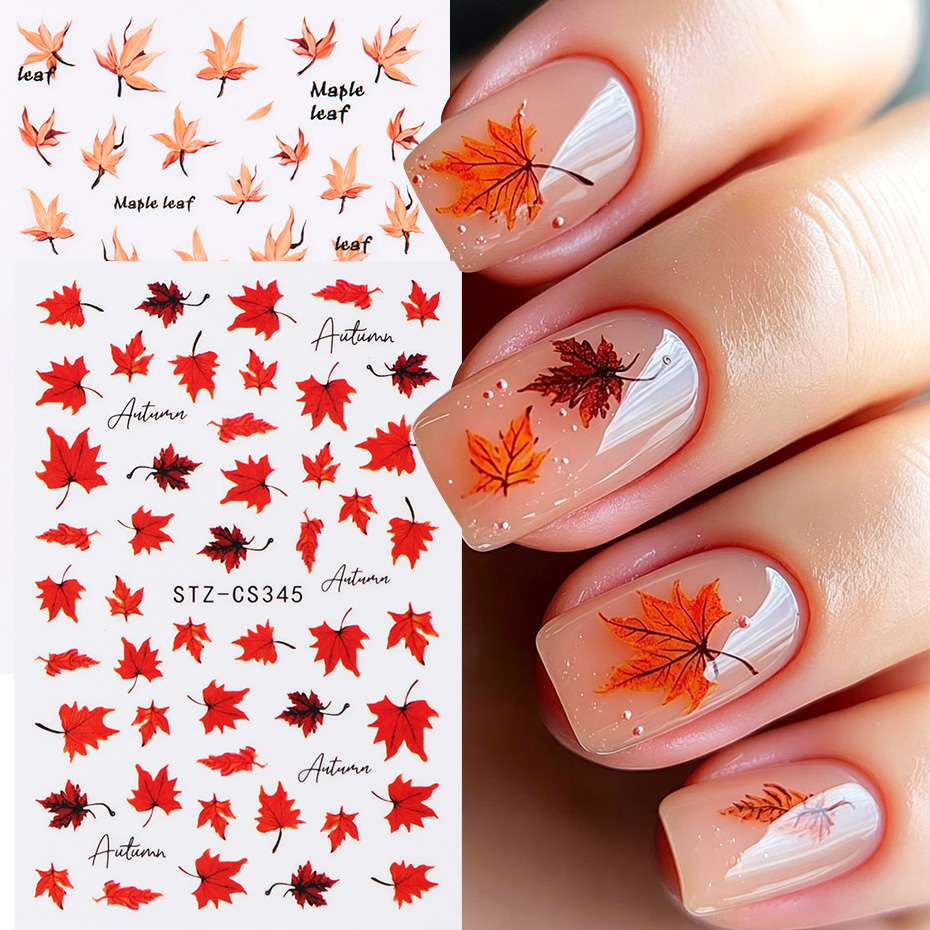 2pcs Watercolor Orange Red Map - Nail Art Full Design recension och pris