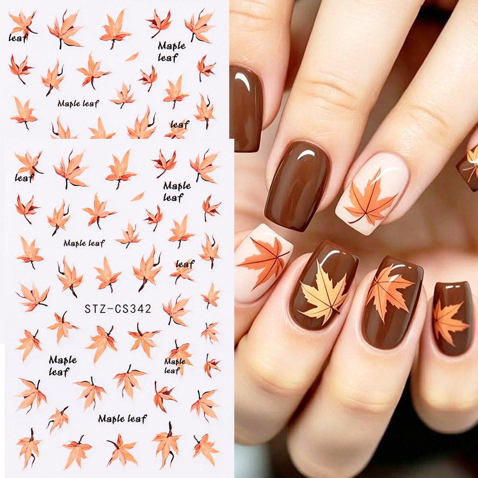 2pcs Watercolor Orange Red Map - Nail Art Full Design recension och pris