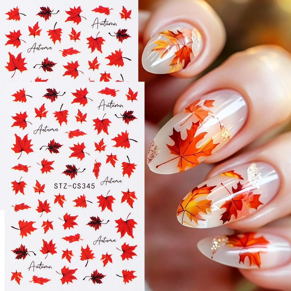 2pcs Watercolor Orange Red Map - Nail Art Full Design recension och pris