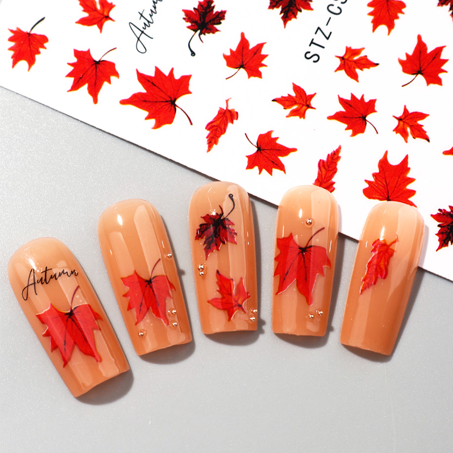 2pcs Watercolor Orange Red Map - Nail Art Full Design recension och pris