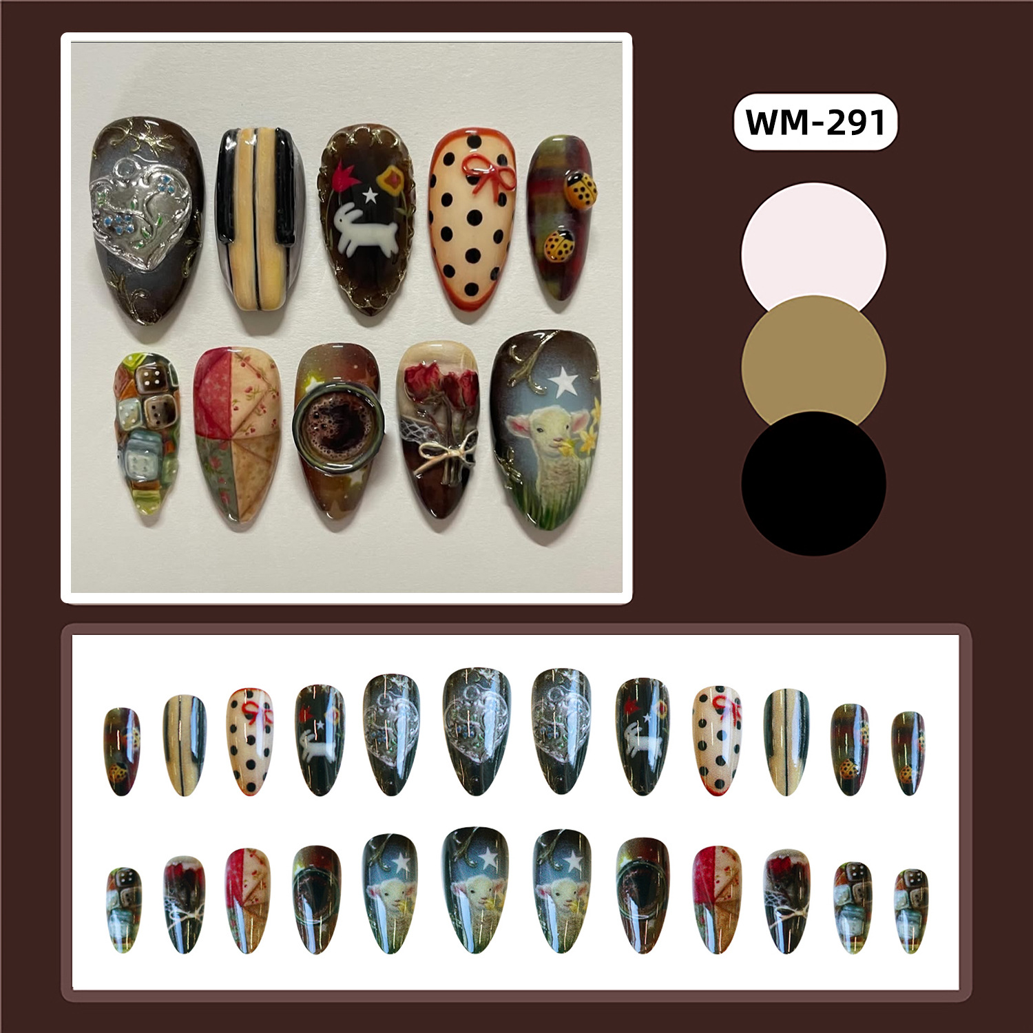 24pcs Vintage Country Style Fa - Nail Art Y2K recension och pris