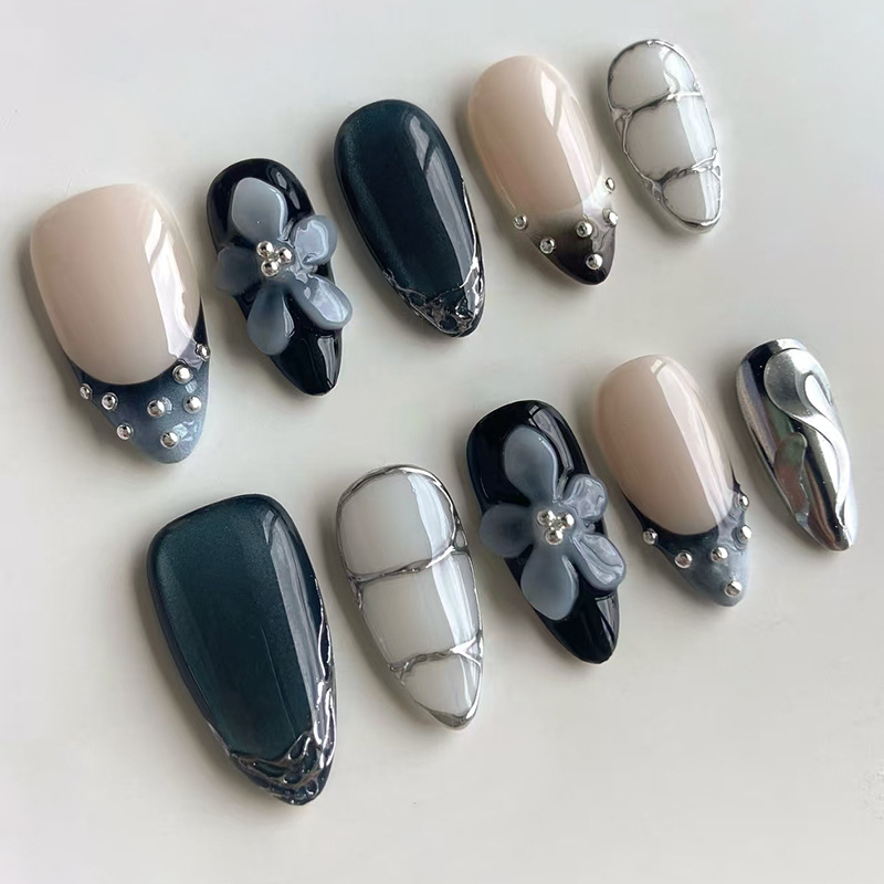 24pcs Flower Long Almond Press - Nail Art Full Design recension och pris