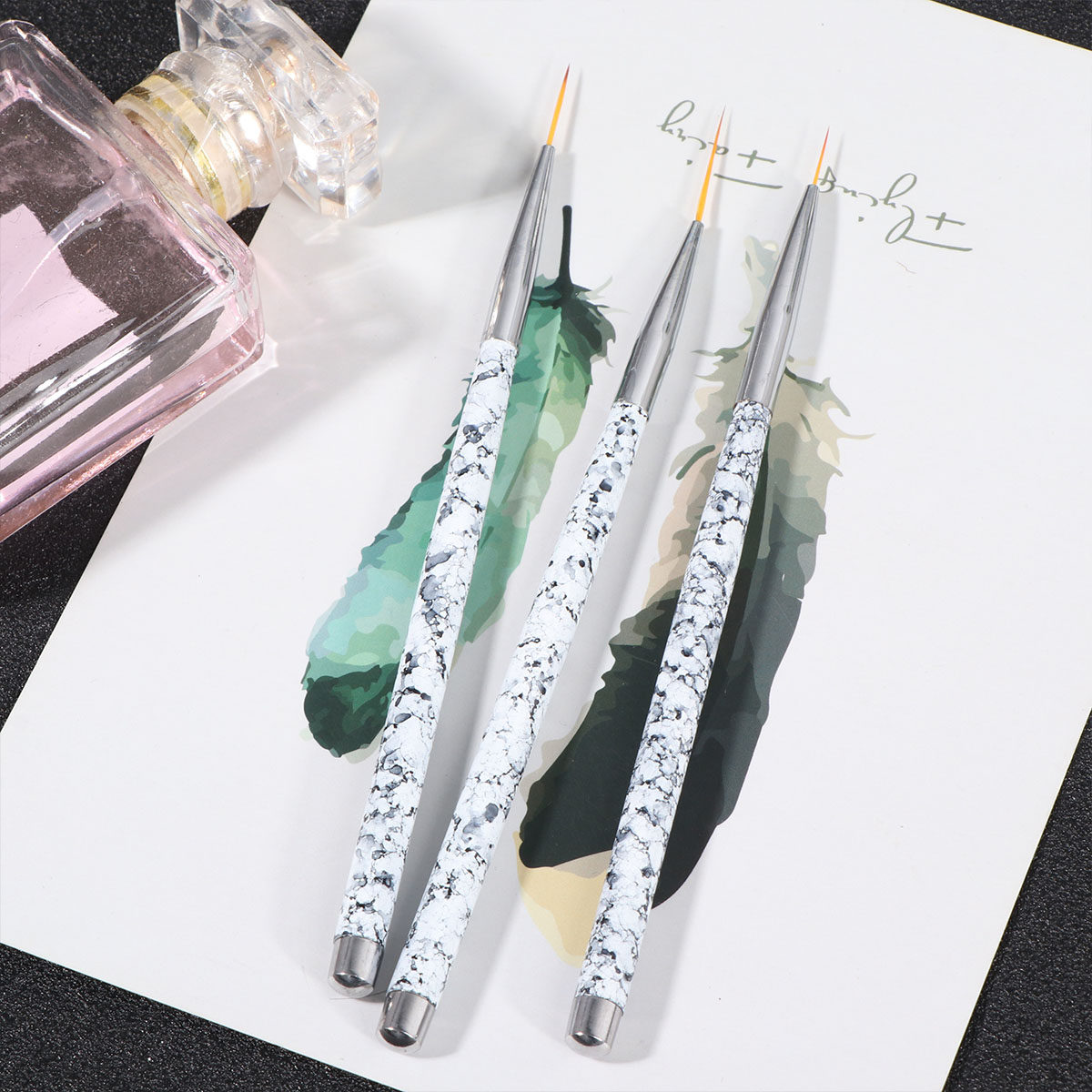 3Pcs Nail Art Brush Set Fine L - Nail Art Natural recension och pris