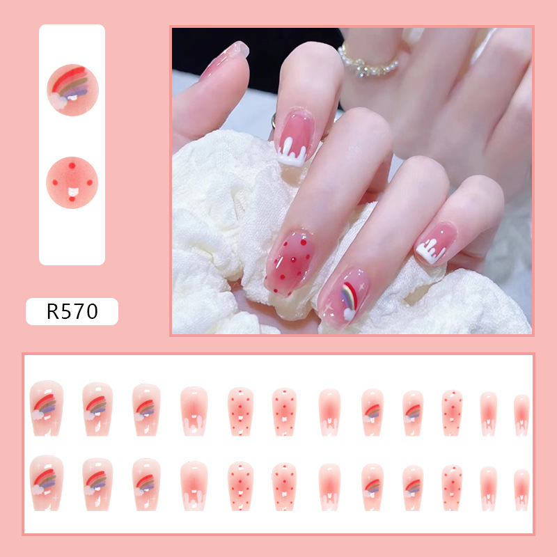 24pcs Press on Nails Medium Sq - Nail Art Full Design recension och pris