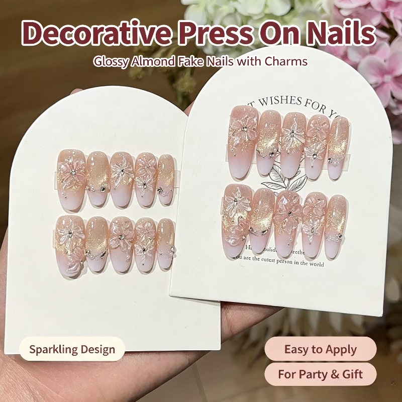 Exquisite Handmade Press on Na - Nail Art Ombre Pink recension och pris