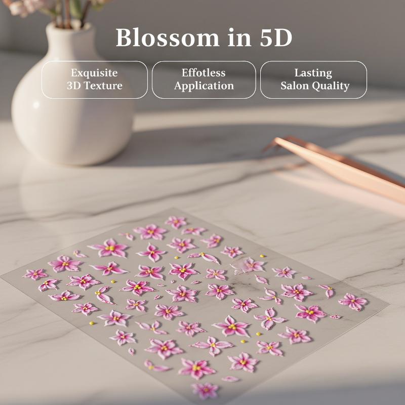 5D Relief Five Petal Nail Art  - Nail Art Ombre Pink recension och pris