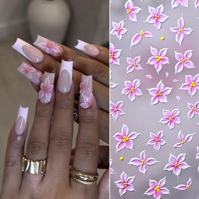 5D Relief Five Petal Nail Art  - Nail Art Ombre Pink recension och pris