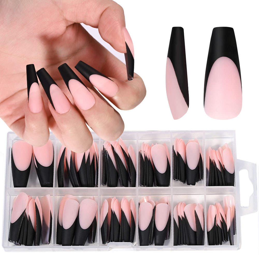 120PC Black French Gel Nail Ti - Nail Art Natural recension och pris