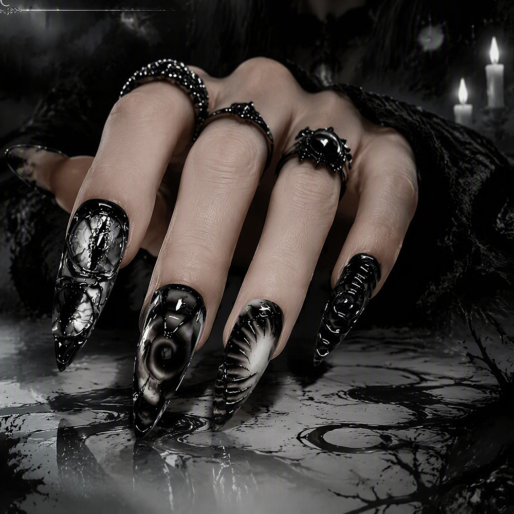 Stiletto Gothic Press On Nails - Nail Art Y2K recension och pris