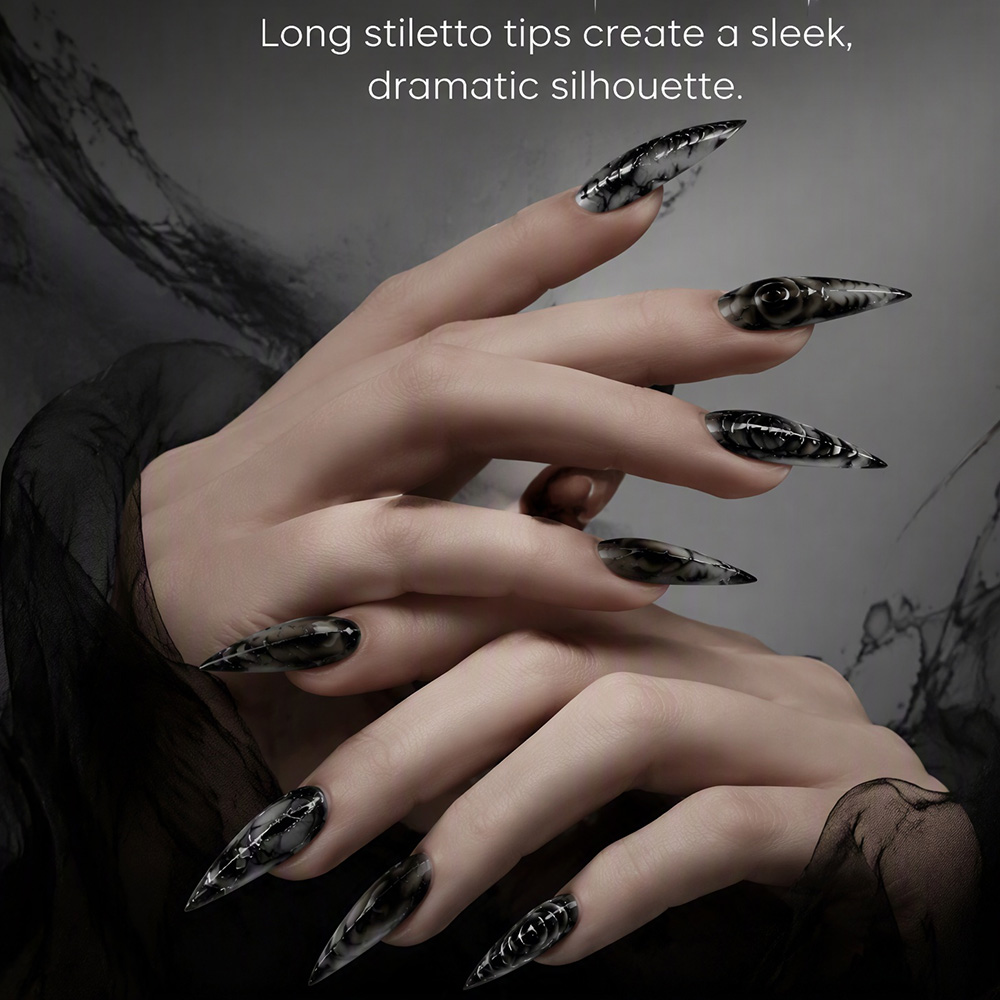 Stiletto Gothic Press On Nails - Nail Art Y2K recension och pris