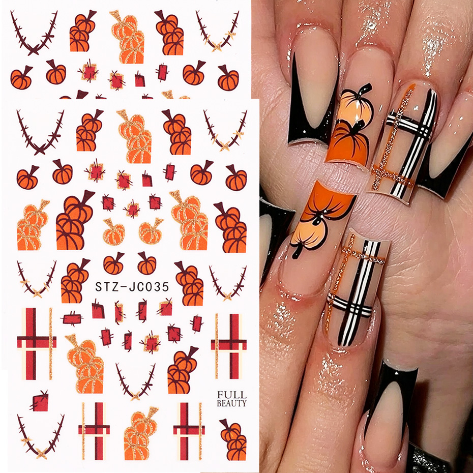 2pcs Pumpkin Thorns Halloween  - Nail Art Full Design recension och pris