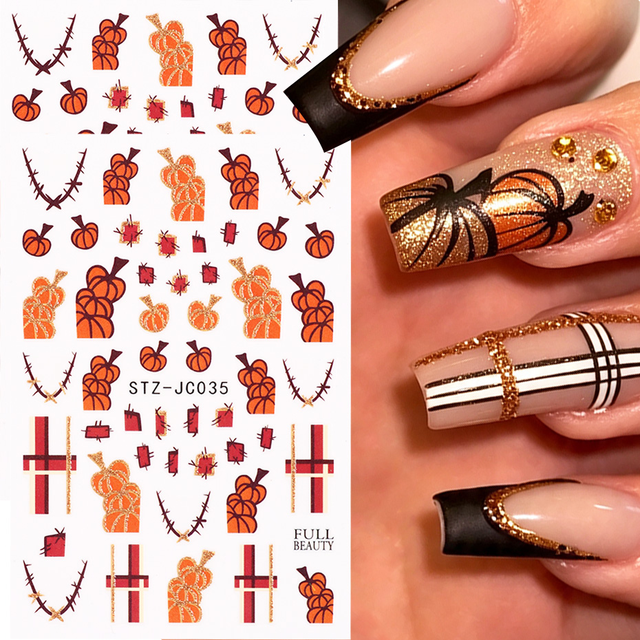 2pcs Pumpkin Thorns Halloween  - Nail Art Full Design recension och pris