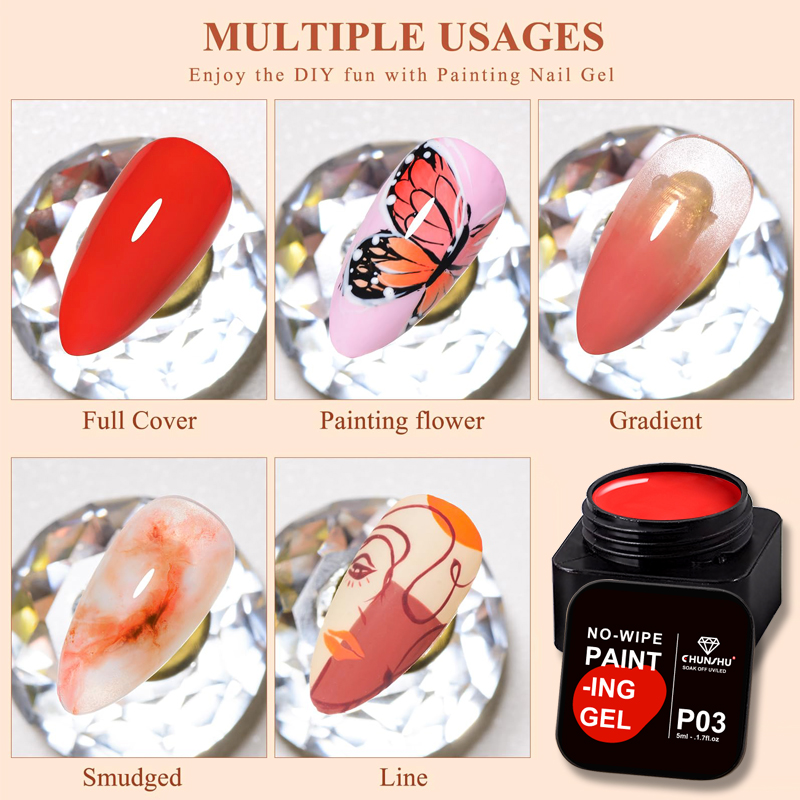 CHUNSHU 5ml No Wipe 4in1 Semi- - Nail Art Full Design recension och pris